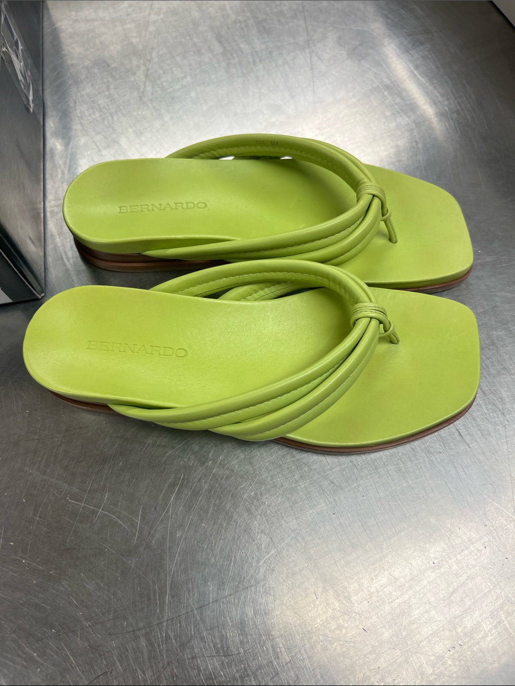 Bernardo Lime Green Knotted MultiStrap Sandals
